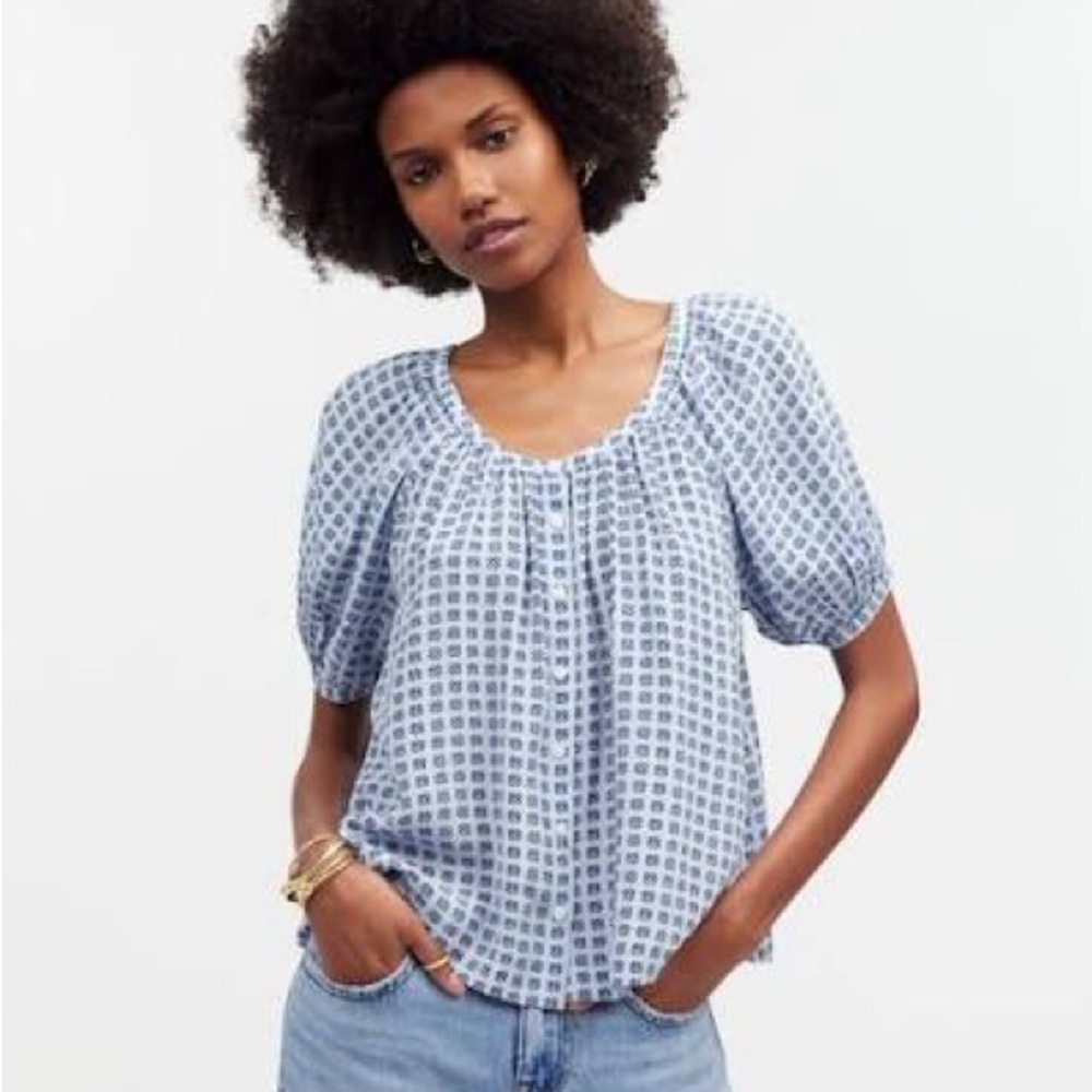 NWT Madewell Puff Sleeve A-Line Blouse
